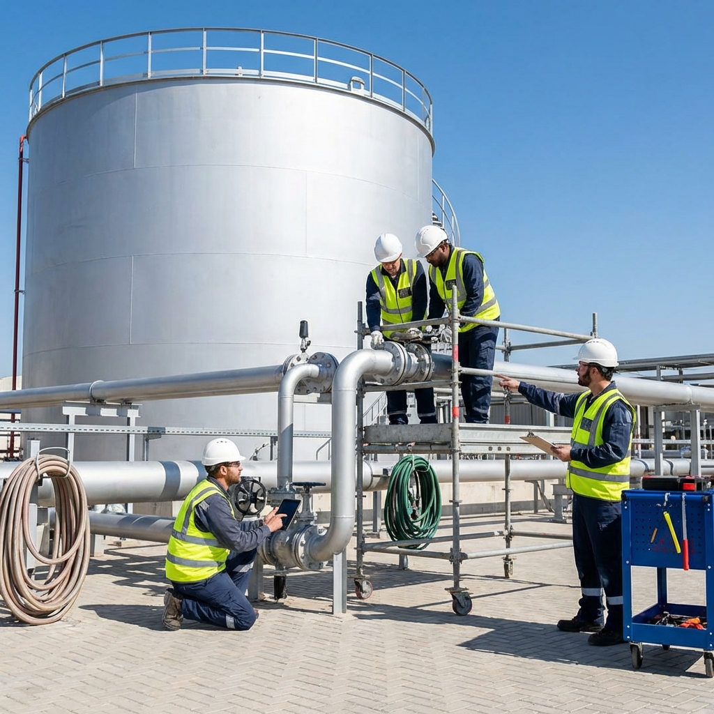 Equipe de manutenção industrial